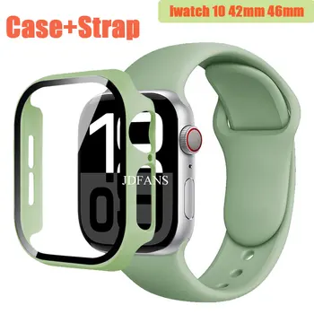 애플 워치용 유리 및 케이스 및 스트랩, 매트 하드 PC 범퍼 스크린 보호대 케이스, 아이워치 시리즈 10, 42mm, 46mm 액세서리