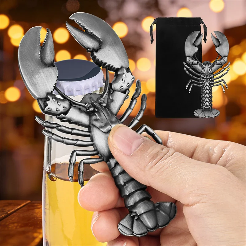 Kreativer Flaschenöffner in Hummerform aus Edelstahl, Bieröffner, Barzubehör für Club, Pub, Hochzeit, Partybedarf mit Tasche – Detail 7