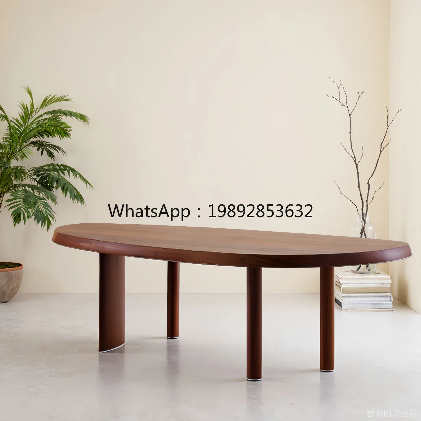 طاولة طعام مطلية بالطاولة الإيطالية البسيطة من LYY مصنوعة من الخشب الصلب وشكل بيضاوي بسيط للمنزل وطاولة مستديرة صغيرة مؤتمر فني #4