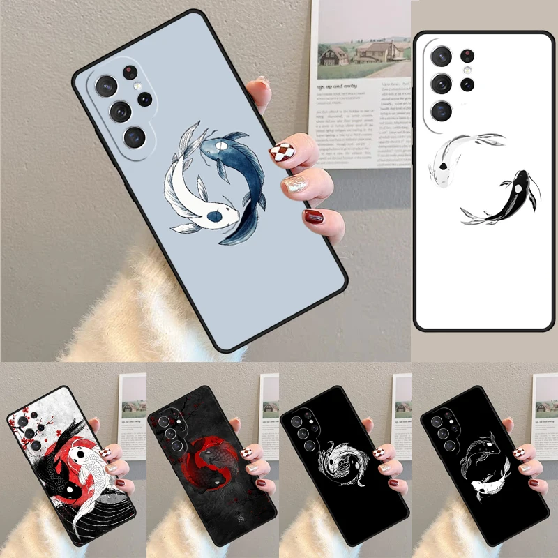 Cover For Samsung Galaxy S24 Ultra S21 S22 S8 S9 S10E Note 10 20 Plus FE S23 Koi Carp Fish Yin Yang Phone case Coque