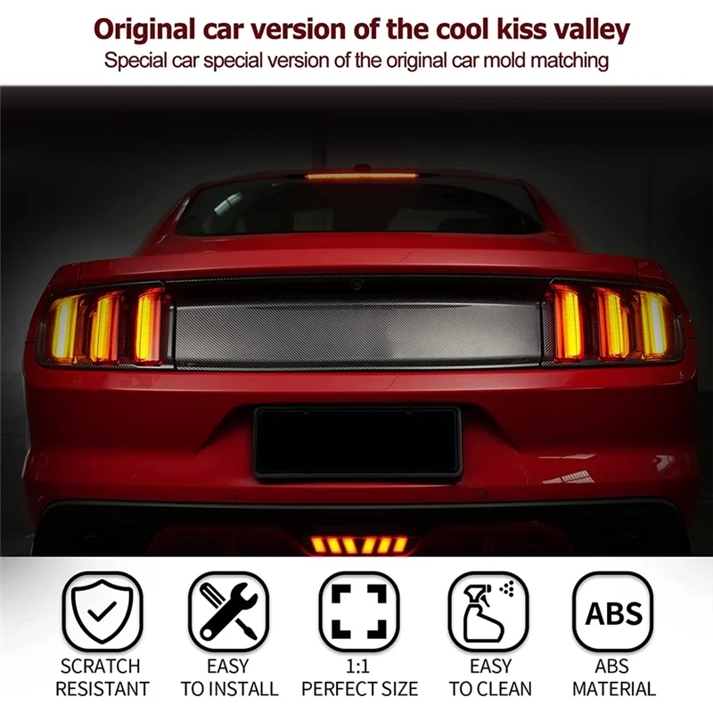 A11F-Tail Light Cover Taillight Cover Guard Trim Frame Accessories For Ford Mustang 2015 2016 2017, Smoke Black