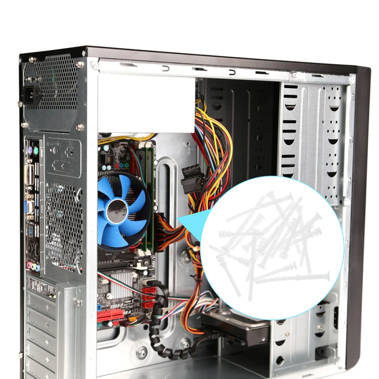 20Pcs 진동 감소 팬 장착 나사 Pc 액세서리 긴 서비스 수명 컴퓨터 케이스 용 부드러운 유연한 Pc 팬 나사 리벳