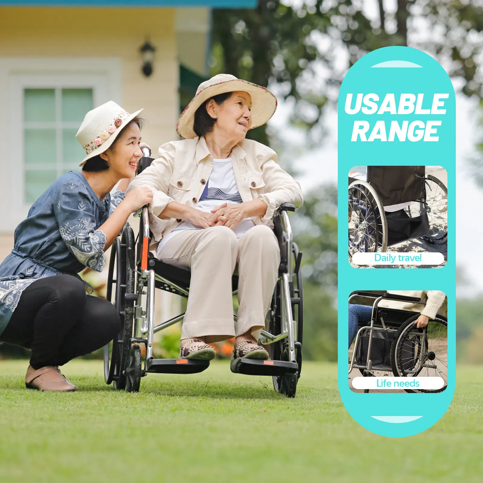 Heavy Duty Wheelchair Hanging Bag Sturdy Oxford Fabric Rollator Storage Container Convenient Under Seat Basket for Elderly