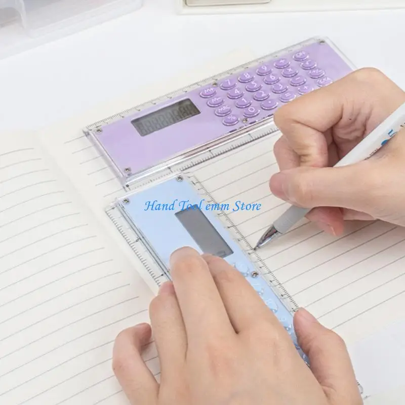 

H37F Двусторонняя линейка 15 см со встроенным калькулятором, эргономичная для домашних офисных задач