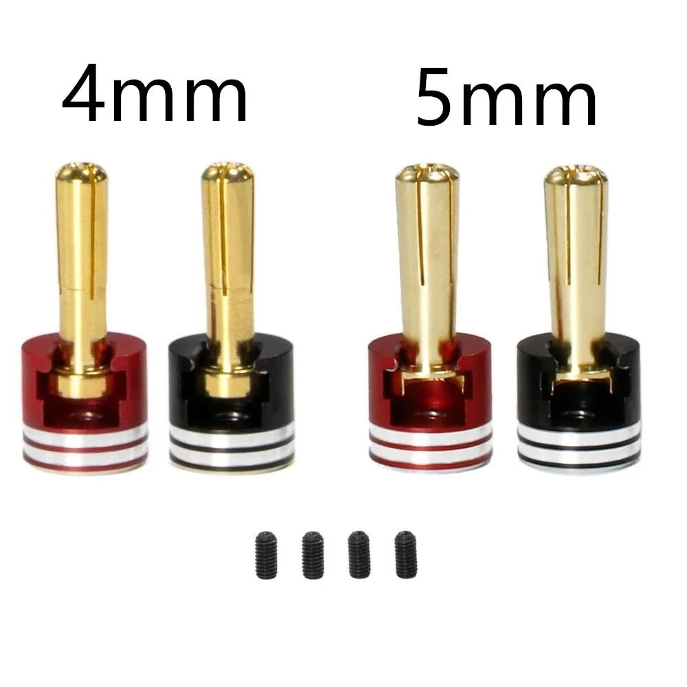 4pcs/set Welding-free Hard Shell Metal Heatsink Bullet Plugs & Grips 4mm/5mm Set for 1/10 Off-Road Truck RC Car Upgrade Parts