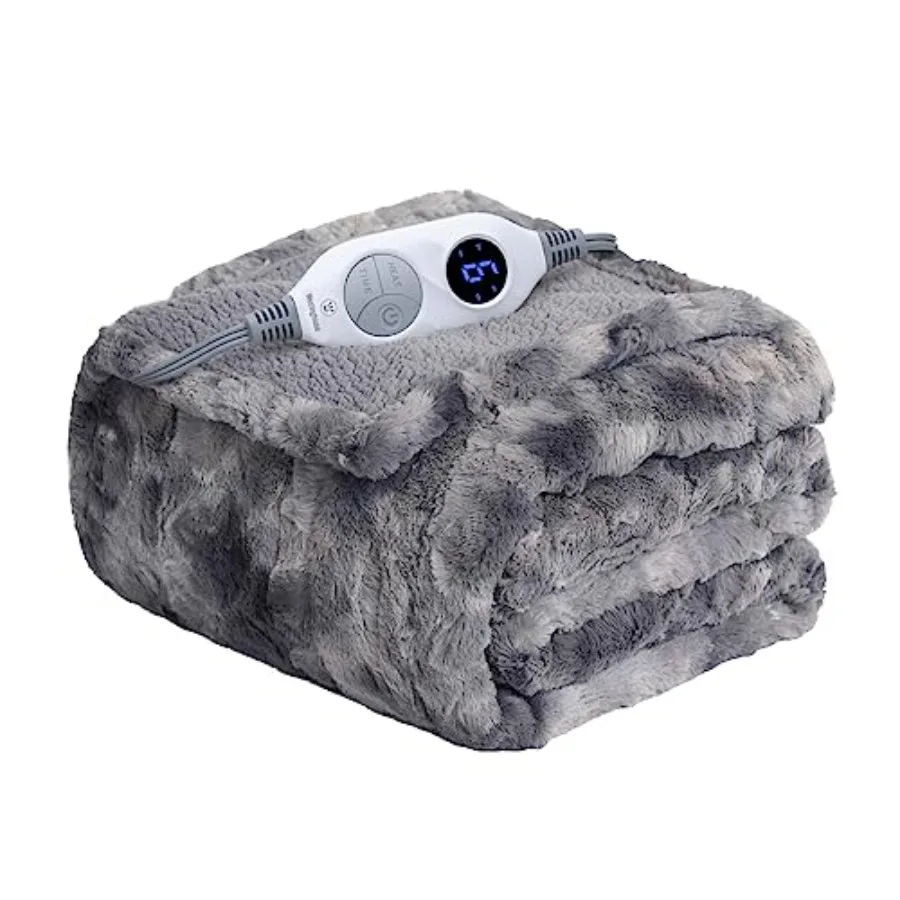 

Электрическое одеяло с подогревом из искусственного меха, 6 уровней нагрева и функцией автоматического отключения, мягкое и уютное, из шерпы, моющееся, 50 x 60 дюймов, серое