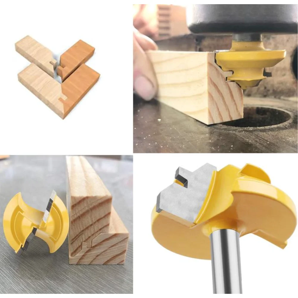 

45 Degree Lock Miter Router Bit Woodworking Tenon Joint Cutter Milling Grooving Tool for DIY Furniture Cabinet Making