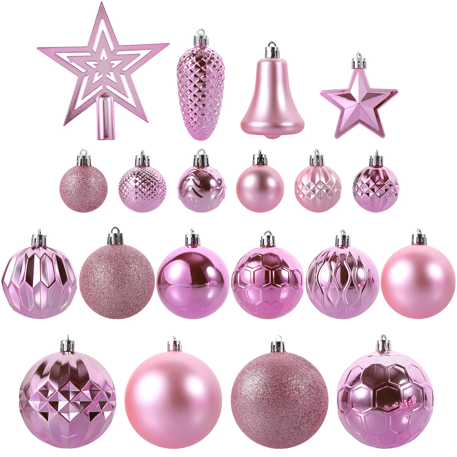 

45Pcs Christmas Tree Ornaments Pink Plastic Balls Hanging Decorations Xmas Tree Christmas Balls Party Decorations