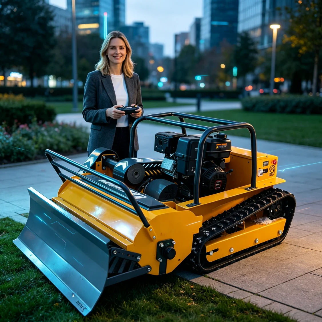 Customized Remote Control Flail Mower for rural drinking water source slope protection, removes weeds on water reserve.