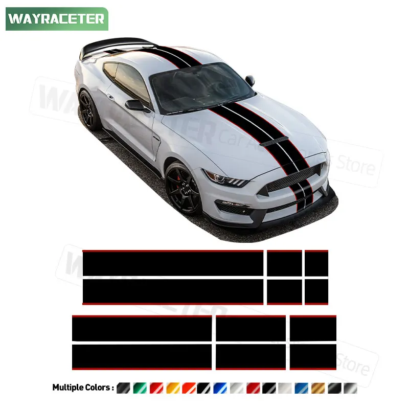 

Car Bonnet Stripes Sticker Matte Hood Roof Trunk Body Graphics Vinyl Decal For Ford Mustang GT500 GT Shelby GT350 Accessories