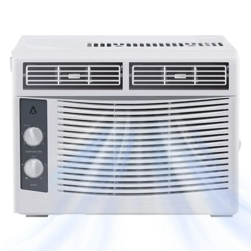 Ar condicionado de janela pequena de 5.000 BTU - resfriado até 150 pés quadrados. com ventilador ajustável manual e modos de resfriamento, para salas pequenas