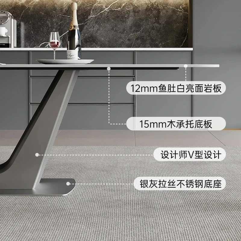 lxSlate tavolo da pranzo Sala da pranzo italiana tavolo da soggiorno rettangolare combinazione tavolo e sedia in acciaio inossidabile