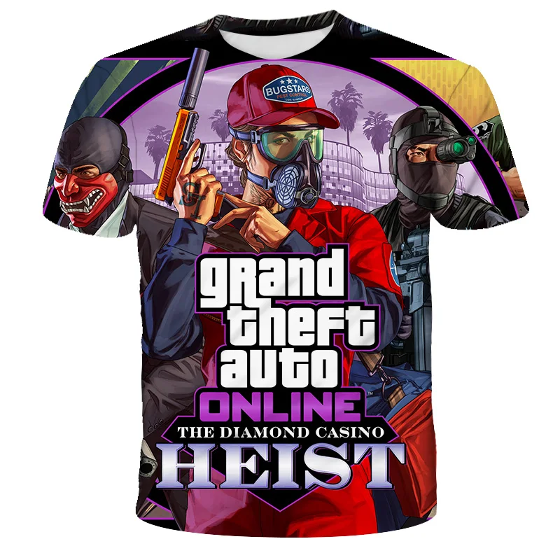 2022 3d impressão grand theft jogo de automóvel gta 4/5 impresso t camisas de manga curta camiseta de roupas para crianças gta5 crianças