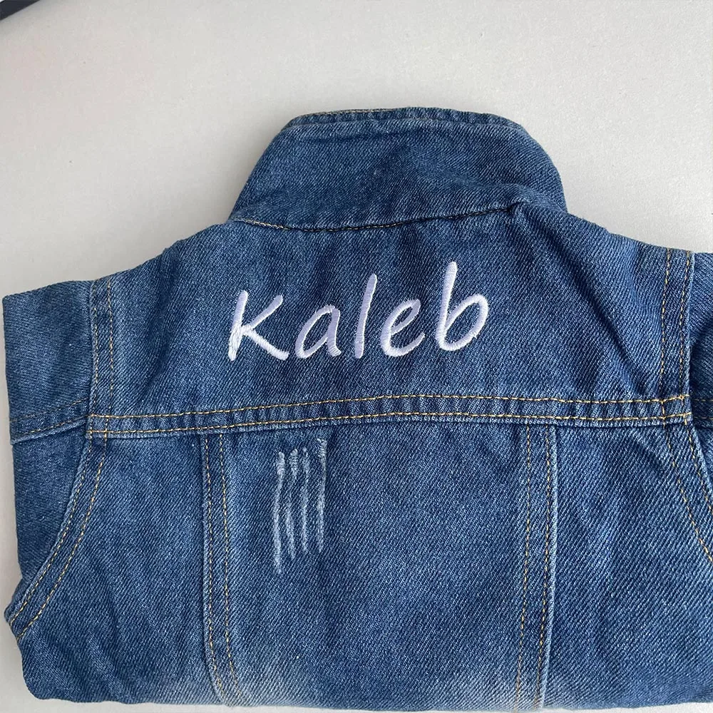 Giacca di jeans personalizzata per bambini, giacca di jeans per bambini con nome ricamato, giacca di jeans in Denim personalizzata per bambini