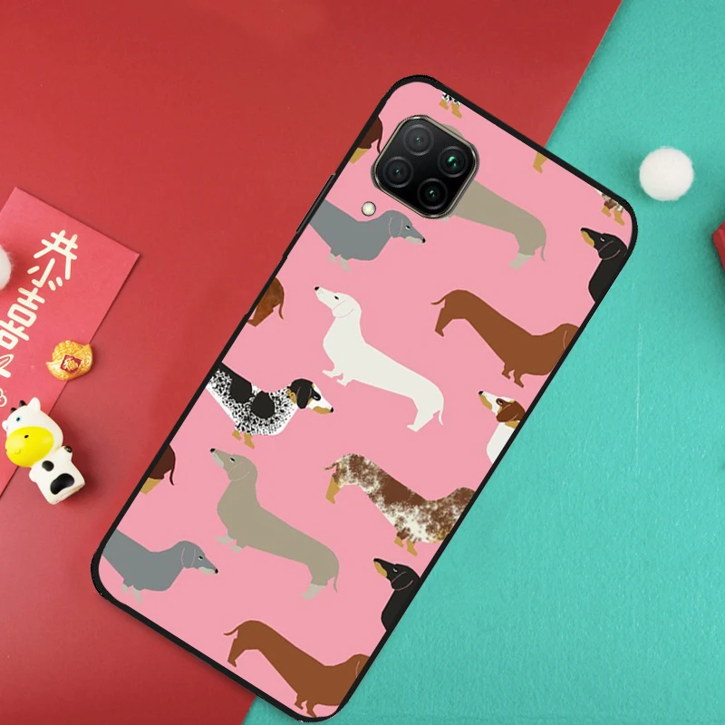 Etui na telefon Huawei Nova Y73 Y70 Y72 Y60 Y90 Y61 Y91 8i 7i 11i 12i 12s 9 10 SE P20 P30 P40 Lite z motywem jamnika (dackla)
