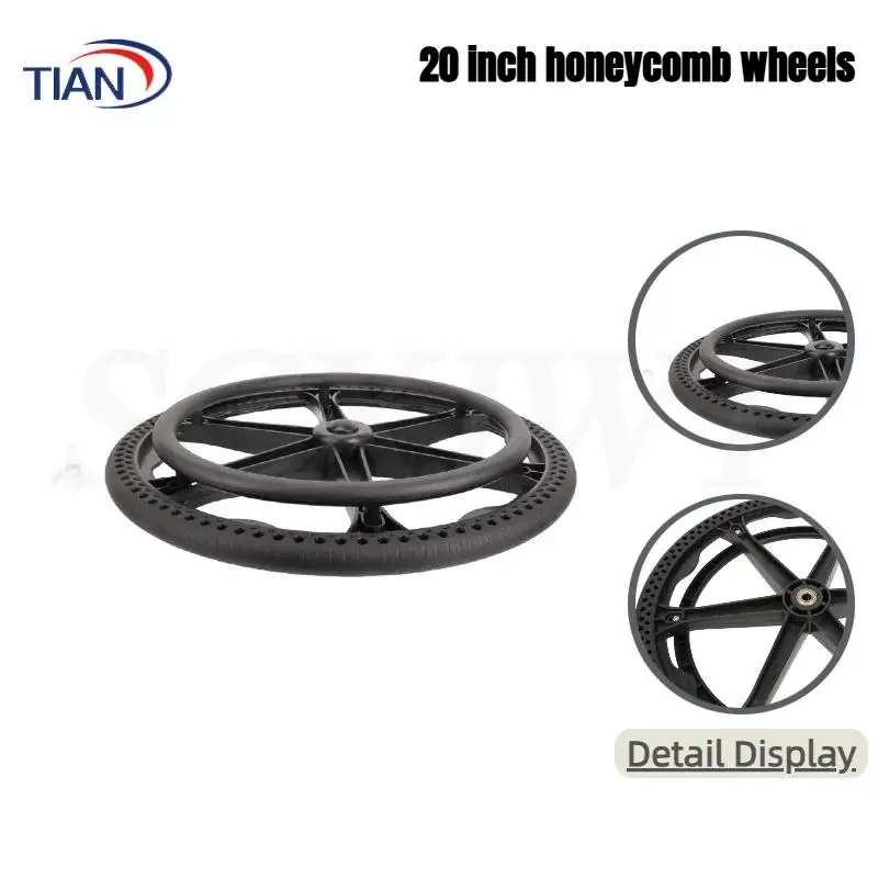 20 Inch Honeycomb Medical-Grade Wheels with 2 Rear Wheels and Driving Decorative Handles – Perfect for Wheelchair Wheel Setup