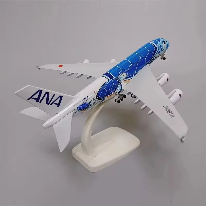 Japan Air ANA Airbus A380 18*20cm Alloy Metal Cartoon Sea Turtle Airlines Blue Diecast Airplane Model Plane Aircraft with Wheels