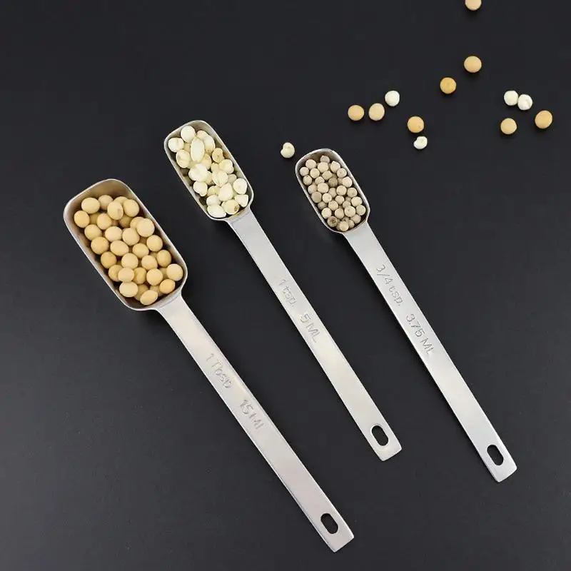 304 Stainless Steel Rectangular Graduated Measuring Spoon For Coffee Powder Kitchen Coffeeware