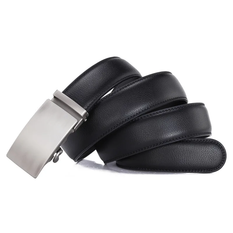 3.5 سنتيمتر عرض عالية الجودة الطبقة الثانية حزام جلد البقر للرجال الأعمال الذهب التلقائي مشبك أسود حجم كبير 130 140 150 160 سنتيمتر #4