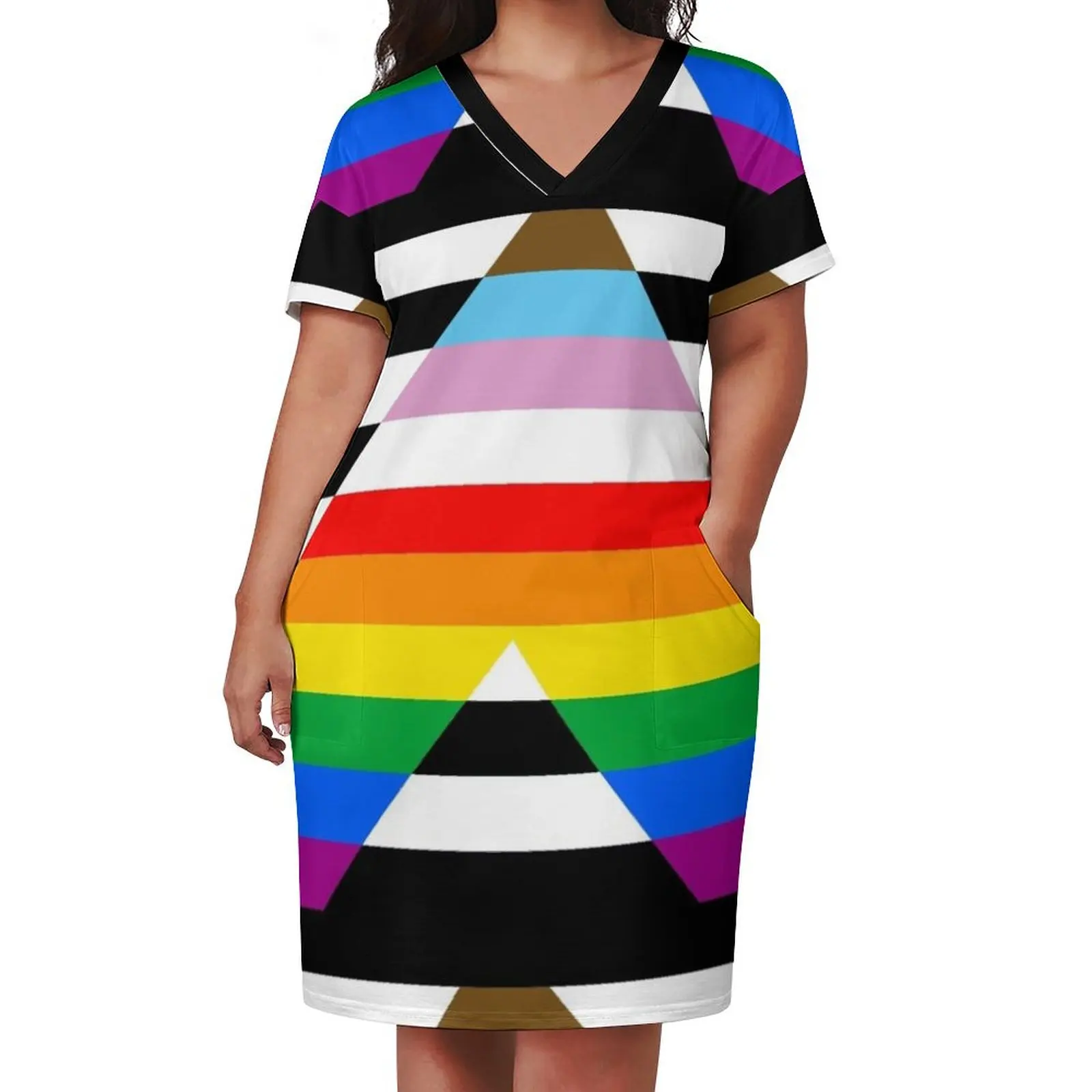 LGBTQ+ Ally Progress Pride Flag Loose Pocket Dress clothes summer clothes for women women formal occasion dresses