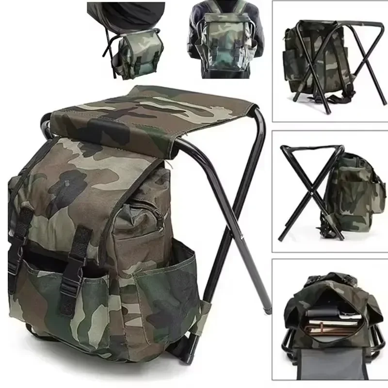 Folding Seat Stool Cooling Chair Backpack Light Camping Fishing Chair Mountaineering Insulated Bag Traveling Outdoor Equipment