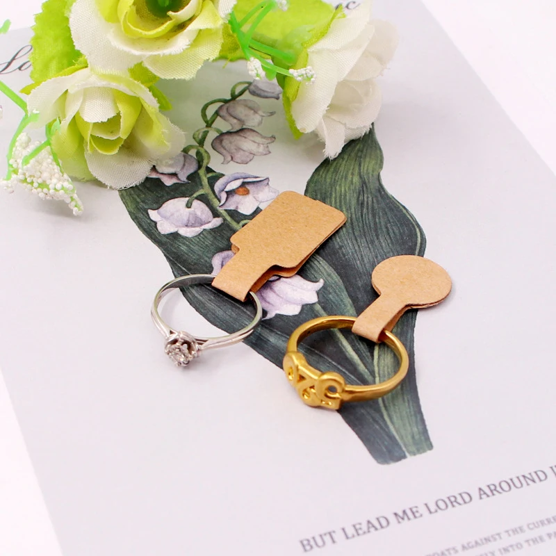 100Pcs RingLabel Sticker Jewelry Price Tag Kraft Paper Self-adhesive Price Tag For Necklace Earring Bracelet Price Square Labels