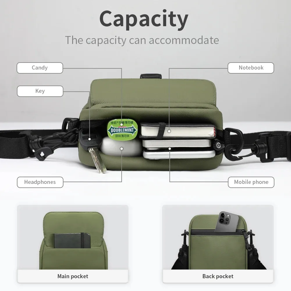 HK Waterproof Crossbody Bags for Men Lightweight Men's Shoulder Bag Mini Phone Pouch Messenger Commuting Bag Sling Packs Satchel