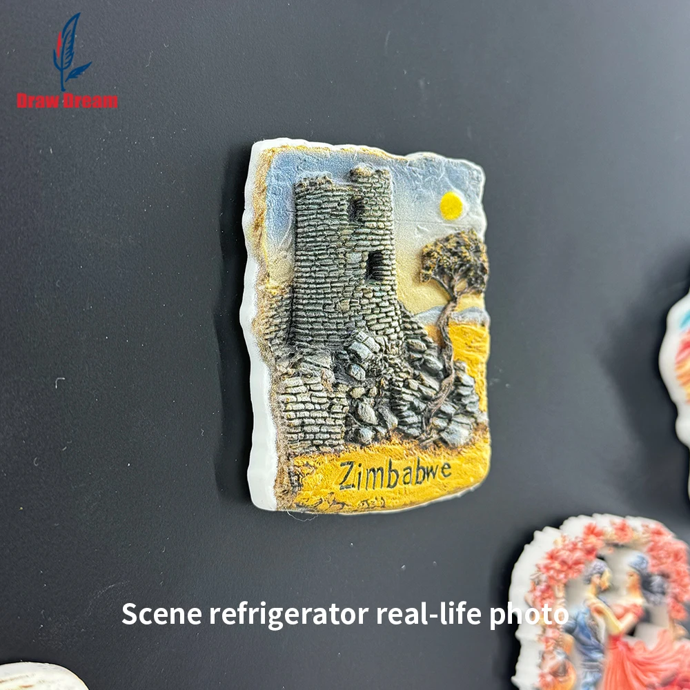 1PC Stone Tower Ruins Creative 3D Sticker for Refrigerator, Travel Souvenir, Home Decoration, Elegant Gift