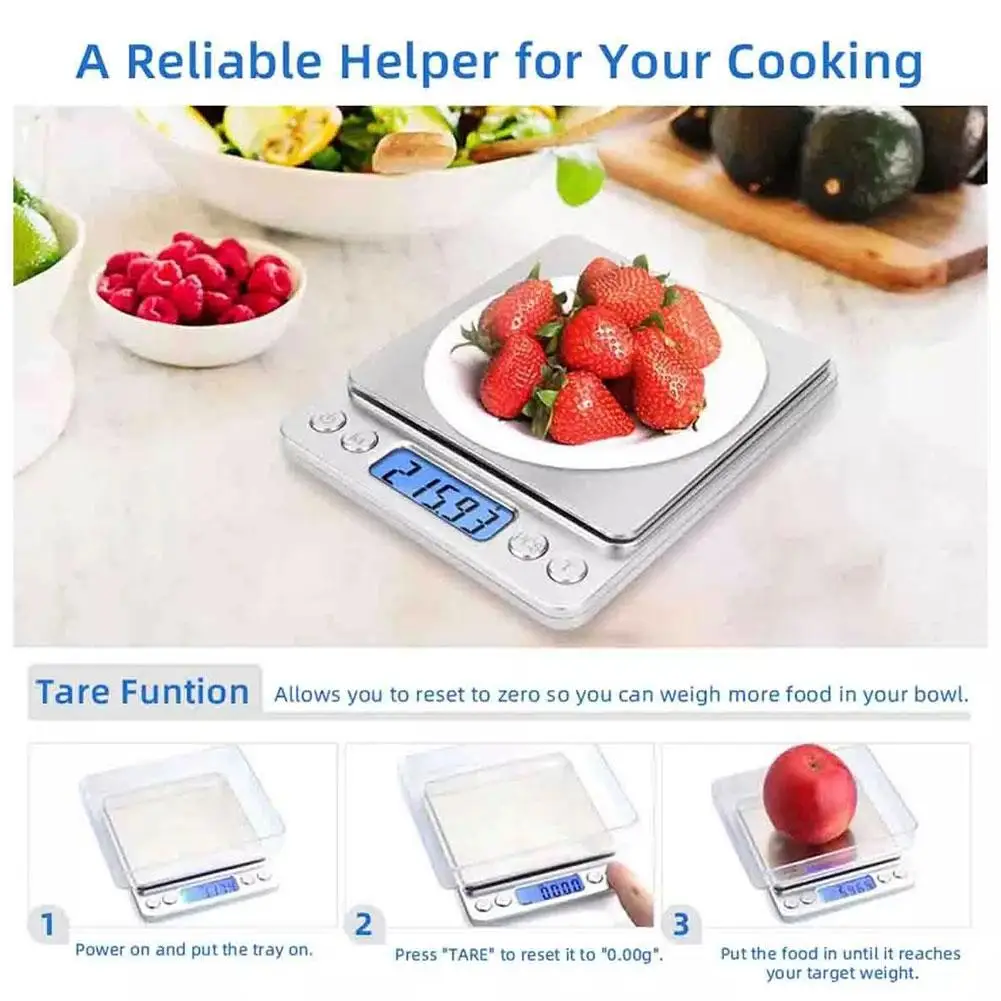 Food Electronic Scale With LCD Display Screen High Kitchen Precision Scales Supplies Jewelry Mini Food Portable D4Y8