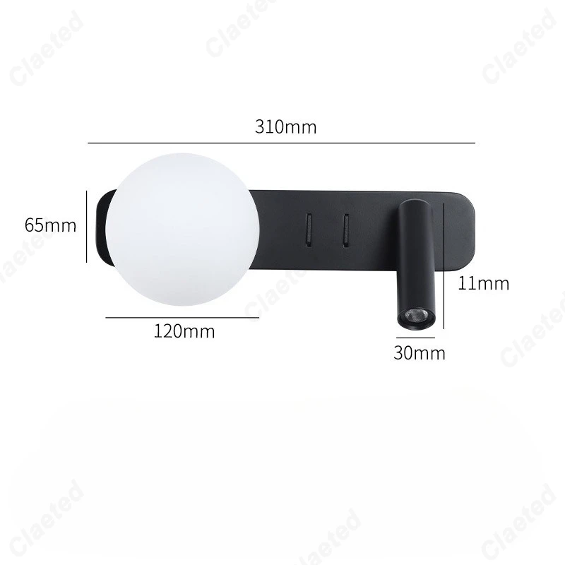 Creative New Simple LED Reading Wall Lamp with Switch and Rotatable Angle Bedroom Bedside Decorative Lighting