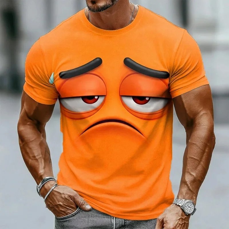 3D Printed Funny Expression T Shirt For Men Colorful Pattern T-Shirts Summer Fashion O-Neck Loose Tops Street Men's Clothing