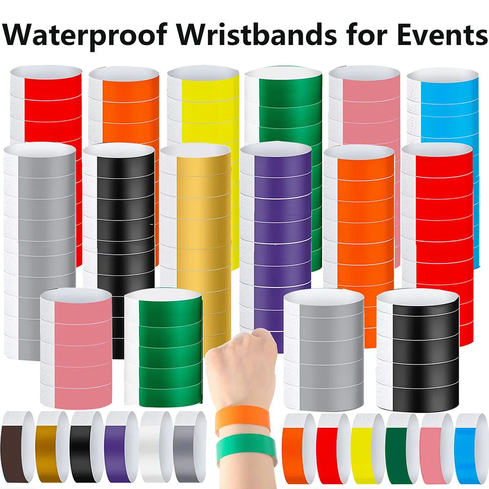 300-2000 Pcs Paper Wristbands for Events Waterproof Bracelets Colored Paper Party Identification Wristbands armband for Festival