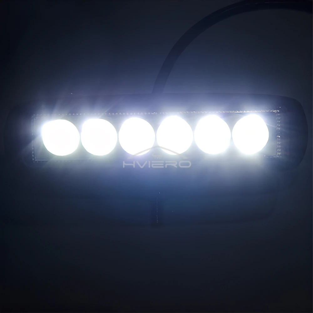 1X Car Work Lamp Strip Spotlight White Turn Signal Off-road Fog Headlights Tractor Taillights IP68 Waterproof Light Bar 18W 6LED