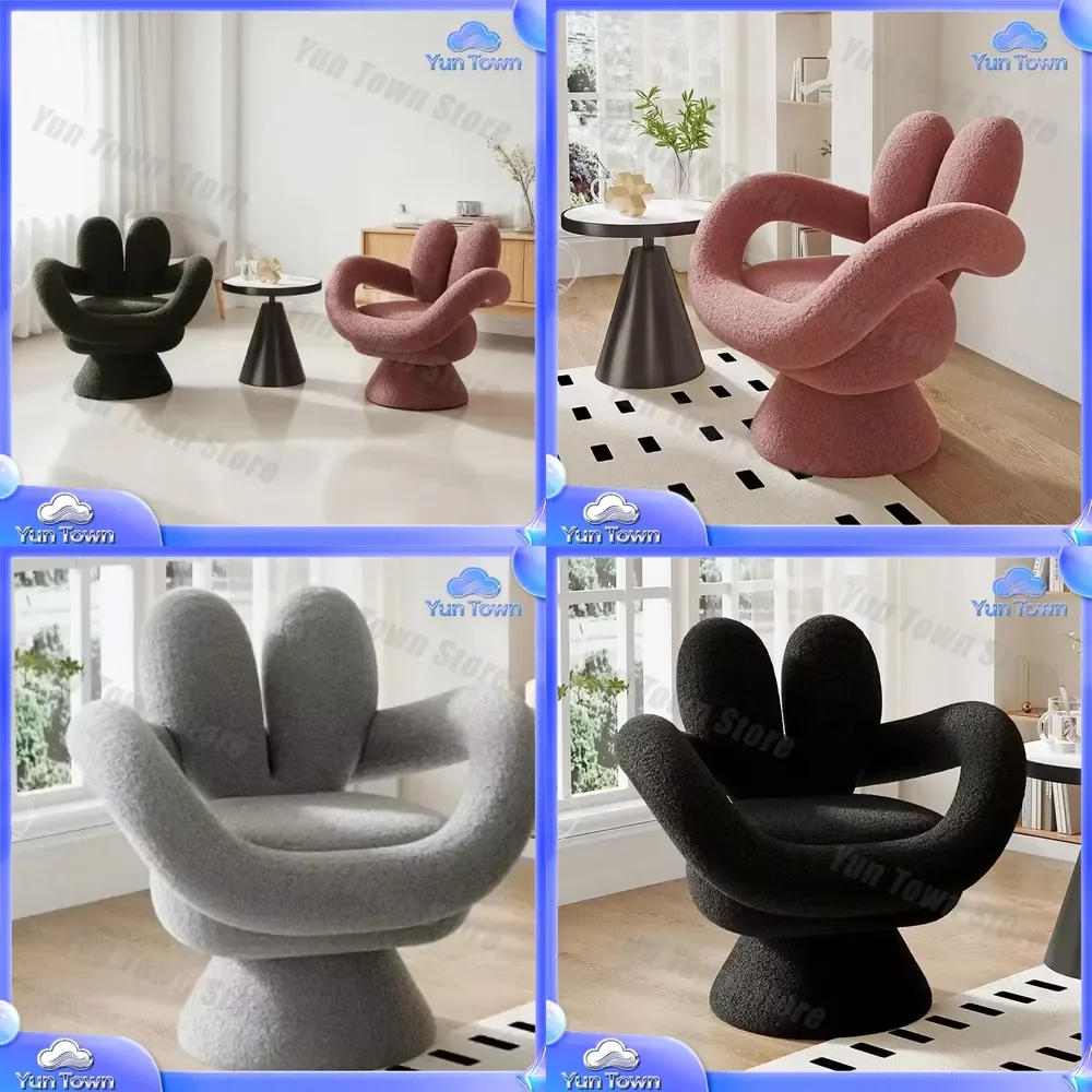 Velvet Heart-Shaped Single Sofa for Modern Light Luxury Living Room Home Furniture Cute Rabbit Design Italian Simple Style