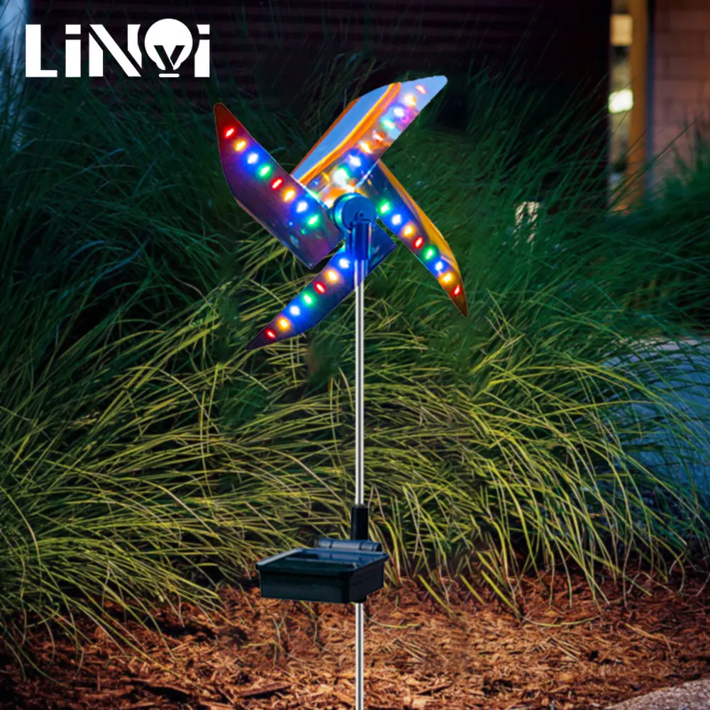 Waterproof Night LightSolar Powered Outdoor Windmill Lamp 32LED Light Garden Decor Windmill Holiday Lights Landscape Lights