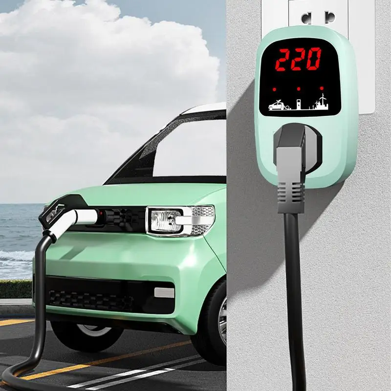 Electric Car Charger Ground Socket Converter With Lcd Display Screen Electric Car Charger Adapter Fast Charging Electric