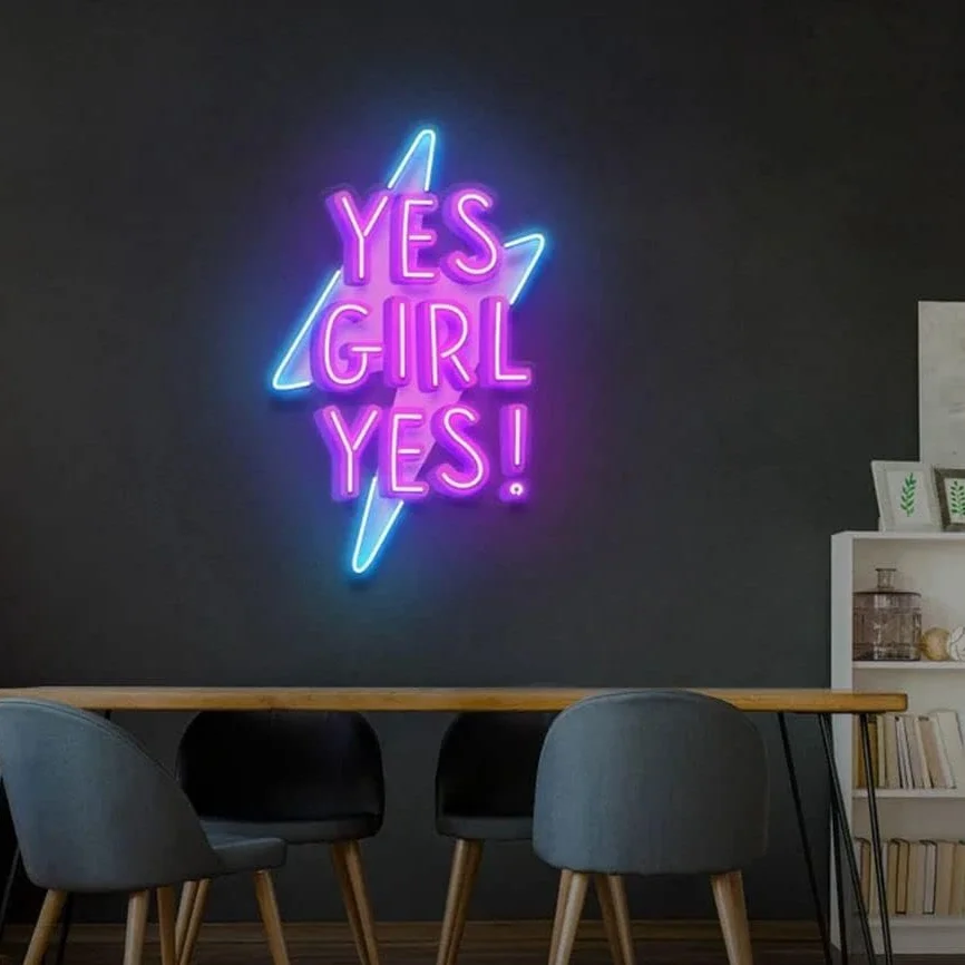 Yes Girl Yes Neon Signs For Wall Decor Personalized LED Light Up Birthday Gifts For Bedroom Birthday Valentines Party Decoration