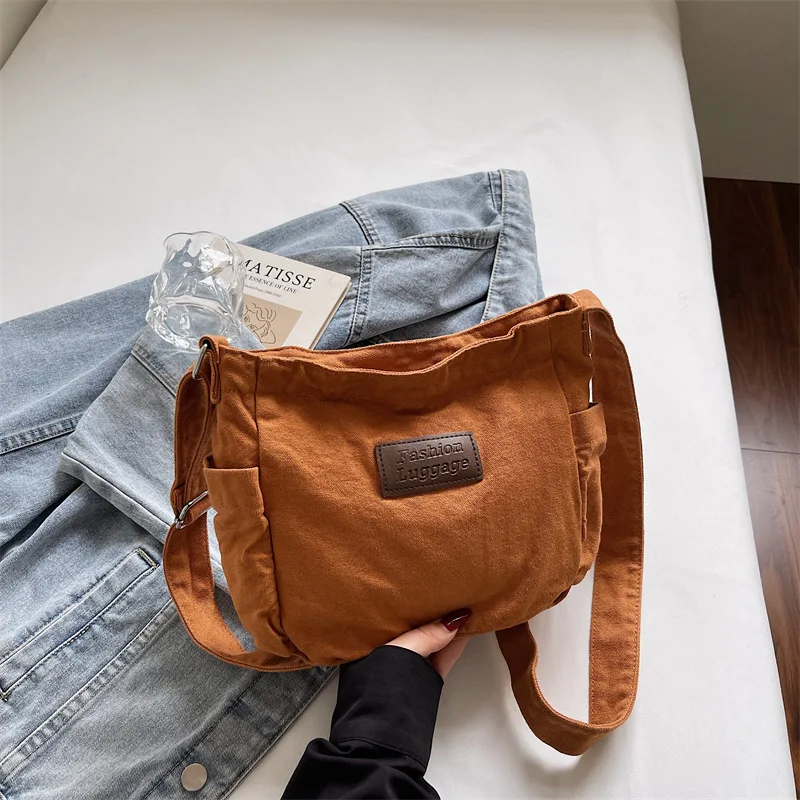 

Japanese Style Casual Shoulder Bag Lightweight Commuter Canvas Crossbody Bags Large Capacity Versatile Texture Storage Bags