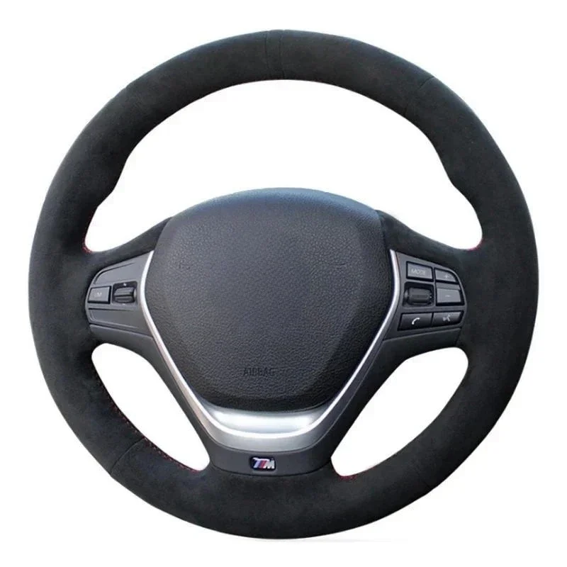 Customized Car Steering Wheel Cover Hand Sewing Black Suede Original Steering Wheel Braid For BMW F20 F21 F22 F23 F30 F31 F34