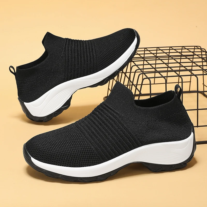 Zapatos informales de cuña para mujer, Calzado cómodo de suela gruesa para caminar, novedad de 2023