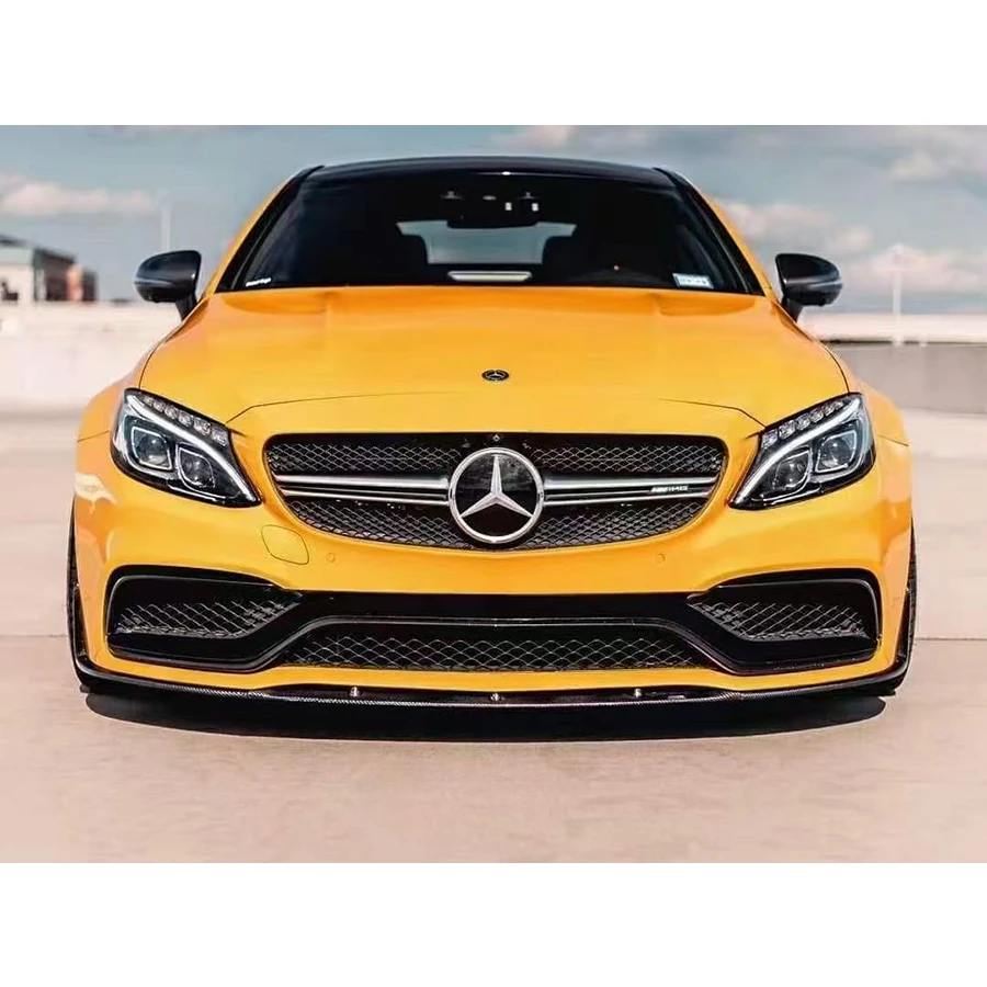 لمرسيدس بنز C الفئة W205 C63 ألياف الكربون الجبهة الشفة سيارة الوفير الناشر الجبهة الذقن المفسد اكسسوارات السيارات طقم الجسم #3
