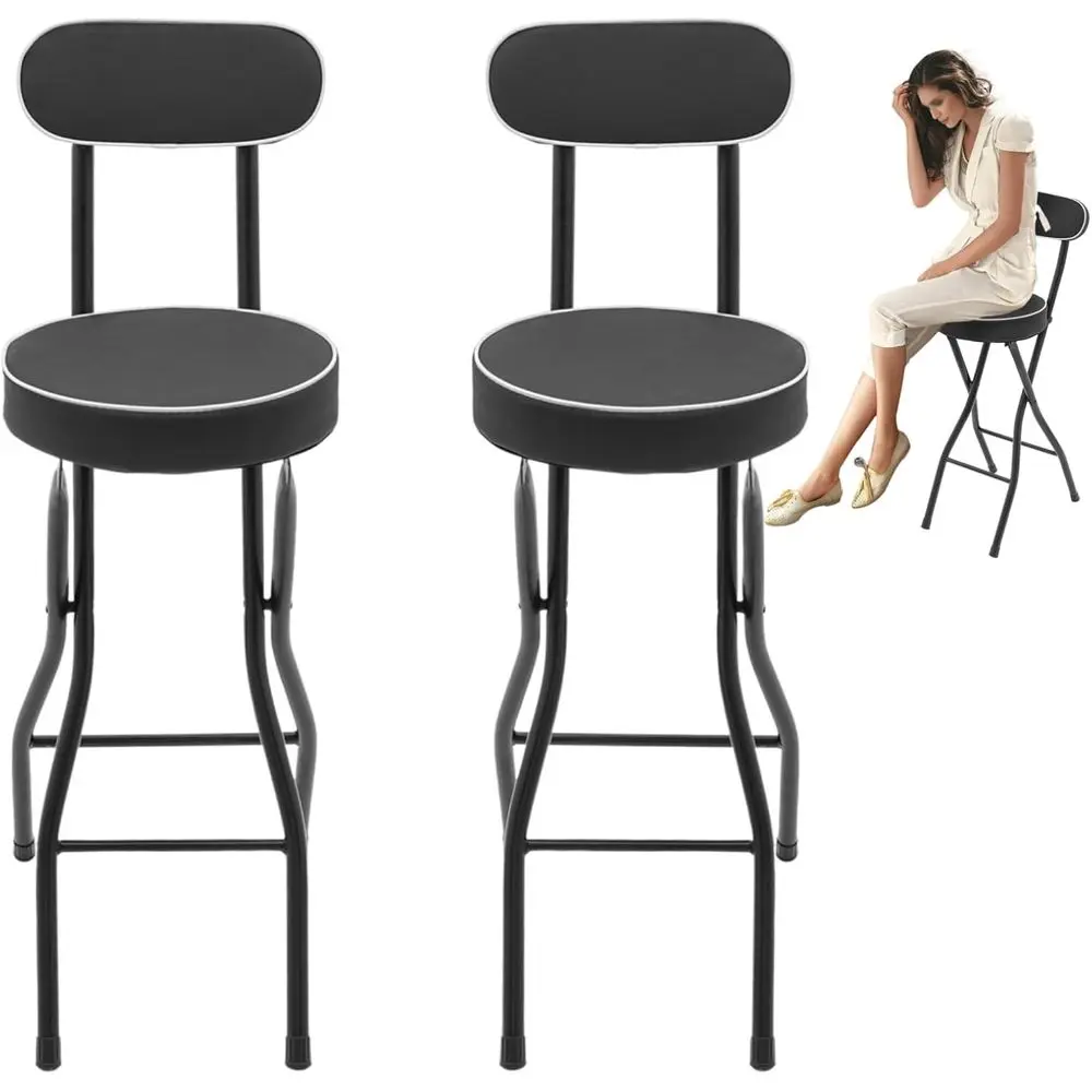 

Collapsible Bar Stool with Cushion, 25.6 Tall, Portable Counter Height Chair for Kitchen Island Dining
