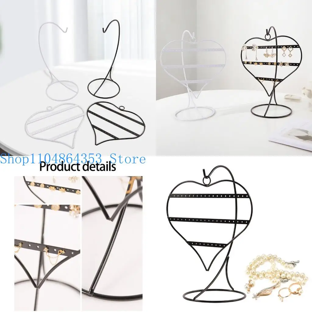 

652F Decorative Iron Earring Holder 50 Heart Holes Jewelry Organizers Showcase