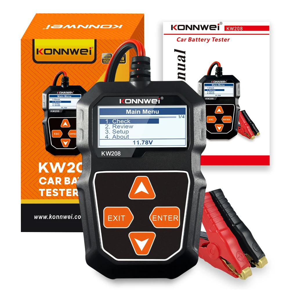 KONNWEI KW208 Car Battery Tester 12V 100 to 2000CCA Cranking Charging 12 Volts Battery Tools Circut Tester Battery Analyzer