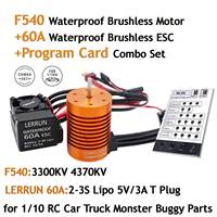 RC Car Waterproof Brushless Motor F540 3300KV 4370KV 60A Brushless ESC 2-3S Program Card Combo for 1/10 RC Truck Monster Buggy