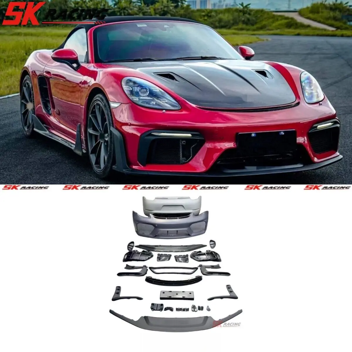 For Porsche 718 981 Boxster Cayman Upgrades GT4RS Style Front Rear Bumper Kits Body kit