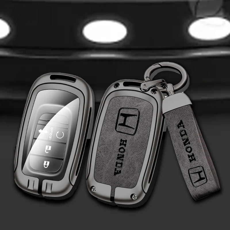 

Leather Zinc Alloy Car Key Case Cover Protector Shell For Honda Civic Accord HR-V CR-V CRV 11th 2022 2023 Keychain Accessories