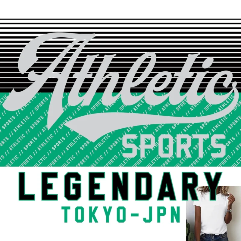 Athletic Sports Trendy Heat - Transfer White Ink Iron - on, Sports - style Letter Pattern, Suitable for T - shirts/Canvas Bags,