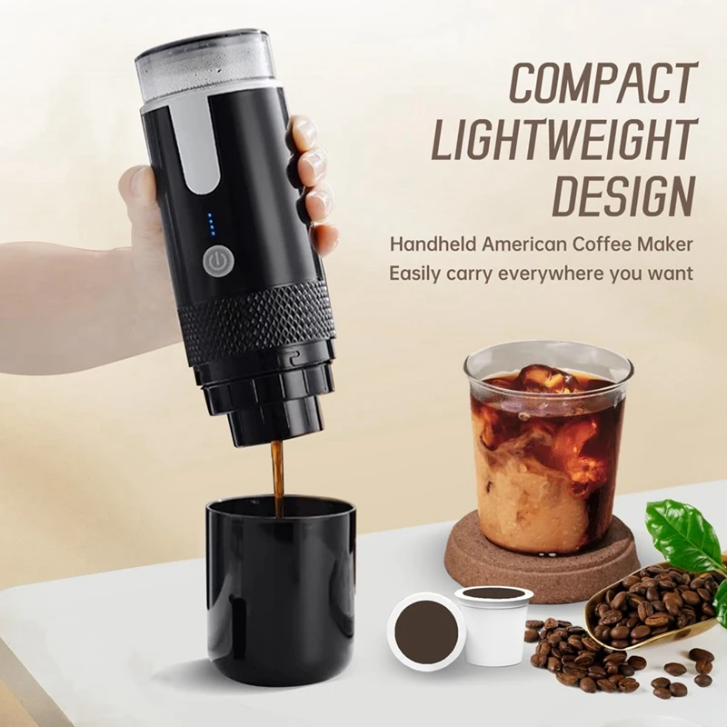 Portable Espresso Maker, Electric Travel Coffee Machine For Office Travel Camping Fit Coffee Powder & Coffee Capsule