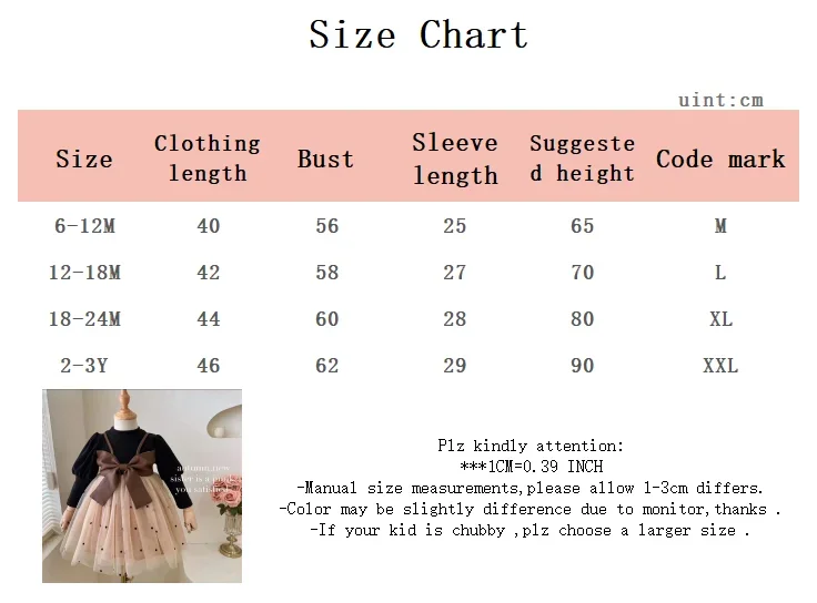 Princess Dress for Baby Girl Black long Sleeved Patchwork Mesh Skirt Korean Style Birthday Party Clothing for Toddler 0-3 Years